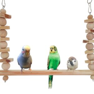 Wooden Swing with perch blocks and beads (Colourful)